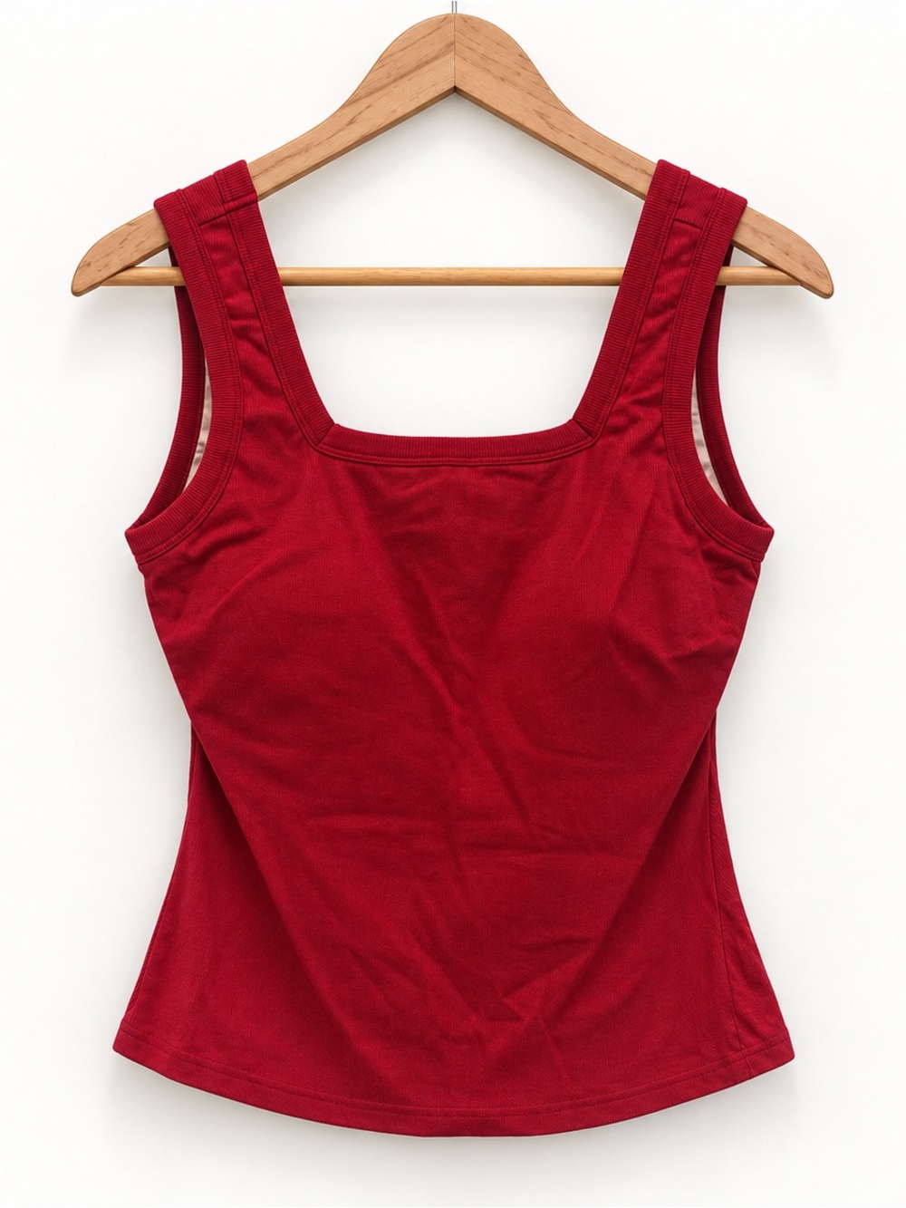 OGL Red Square-Neck Bra Ribbed Tank Top